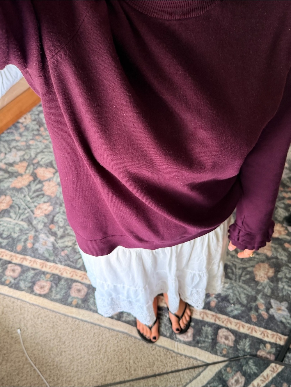 Plum Ruffle Cuff Sweatshirt - Picture 2 of 5